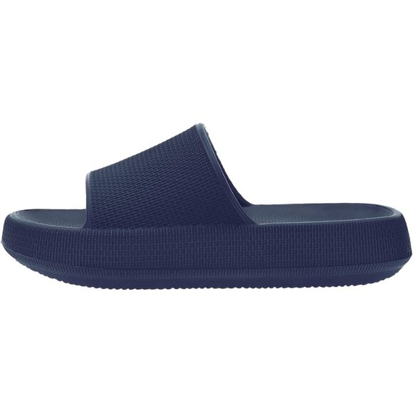 Women's Blue Pillow House Slides Slippers Shower Sandals Cushioned Thick Sole - Picture 2 of 6